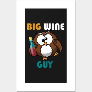 Big wine guy funny owl design Posters and Art